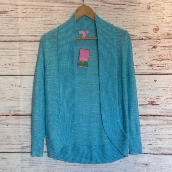 NWT Lilly Pulitzer Amalie Cardigan in Breakwater Blue Sz XXS - Picture 3 of 11
